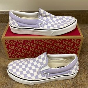 Purple Checkered Slip on Vans
